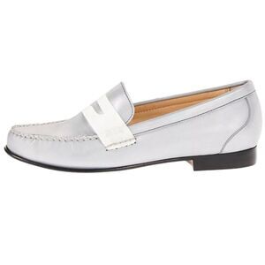 Reflective COLE HAAN Loafers White/Silver Monroe Penny Argento Size 5.5